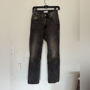 Zara Womens Charcoal Black Straight Leg Baggy Jeans, Size US 2